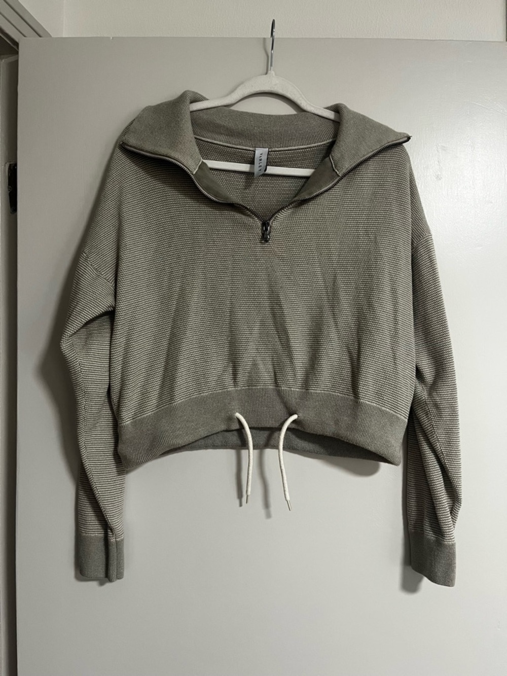 Varley Quarter-Zip Drawstring Pullover Top - beige